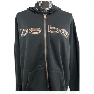 BEBE Black/RoseGold zip hoodie